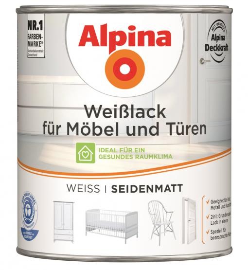 Alpina Weißlack für Möbel & Türen seidenmatt 750 ml
