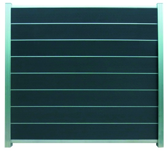 GOTLAND-Serie WPC-Steckzaunsystem Zaunset für ein Zaunfeld 180 x 175 cm ANTHRAZIT / SILBER, kartonve