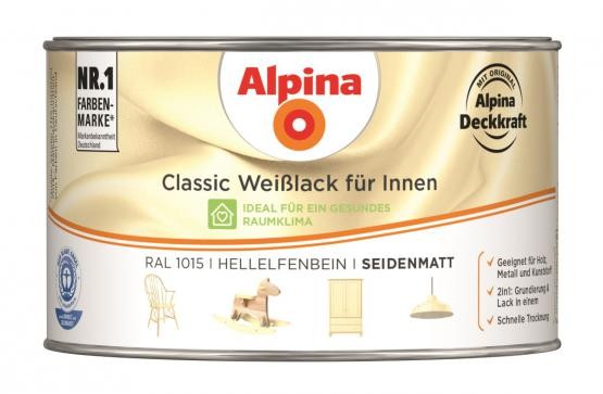 Alpina Classic Weißlack für Innen Hellelfenbein (RAL 1015) seidenmatt 300 ml