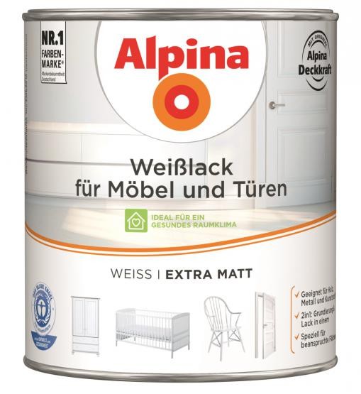 Alpina Weißlack für Möbel & Türen extra matt 2 L