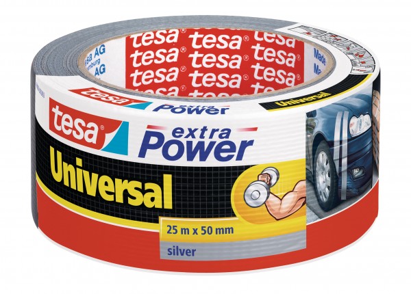 tesa® extra power Universal Reparaturband, silber, 25m x 50mm