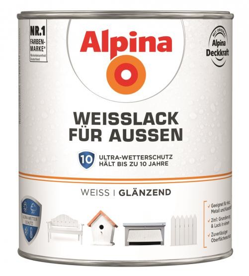 Alpina Weißlack für Außen glänzend 2 L