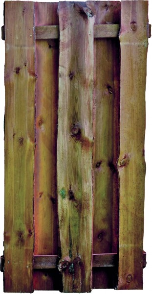 SEELAND-Serie kd-braun 180 x 150 cm, Bretter sägerauh, mit Baumkante ca. 16mm, Riegel 30/80 mm