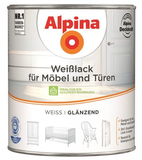 Alpina Weißlack für Möbel & Türen glänzend 2 L