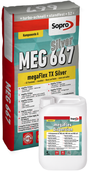 Sopro MegaFlex TX MEG 667 Flexkleber Komp. A 25 kg + Komp. B MEG 1567 8,5 kg