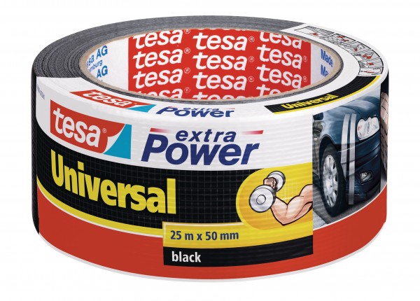 tesa® extra power Universal Reparaturband, schwarz, 25m x 50mm