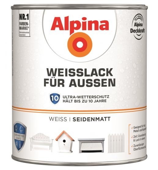 Alpina Weißlack für Außen seidenmatt 2 L