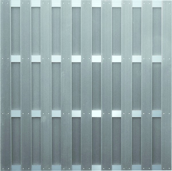 JINAN-Serie grau 180 x 180 cm, WPC-Bretterzaun Querriegel ALU anodisiert