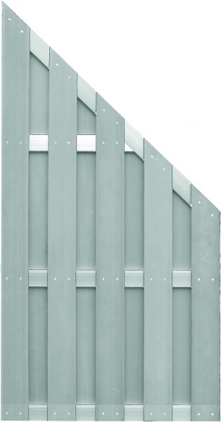 JINAN-Serie ECKE grau 90 x 180/90 cm, WPC-Bretterzaun Querriegel ALU anodisiert