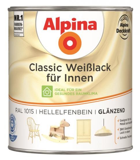 Alpina Classic Weißlack für Innen Hellelfenbein (RAL 1015) glänzend 750 ml